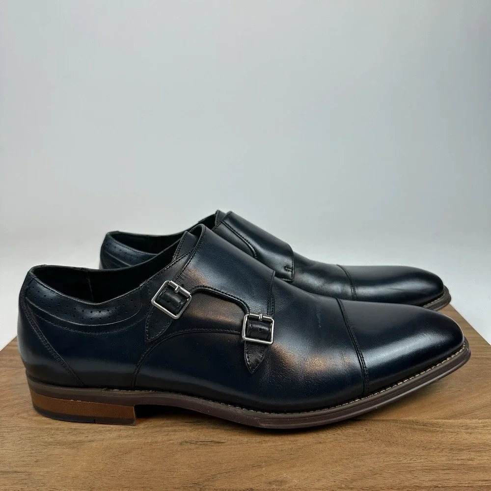 Mens Stacy Adams Bayne Slip On Leather Black Shoes Dress Shoes‎ Size 11.5 D EUC